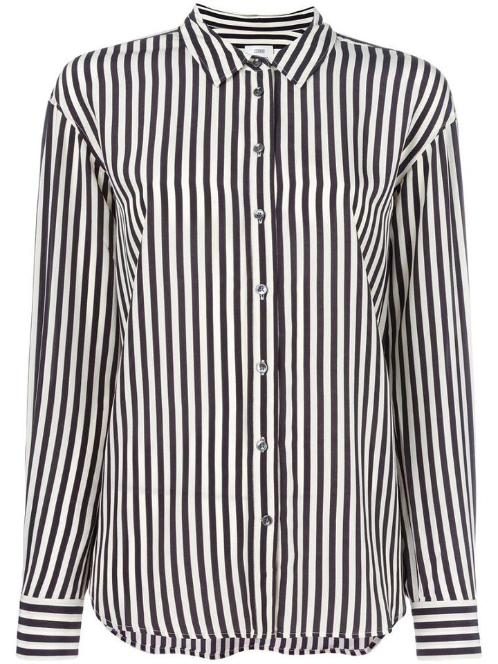 Closed Striped Shirt, Women's, Size: Medium, Black, Silk