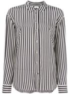 Closed Striped Shirt, Women's, Size: Medium, Black, Silk