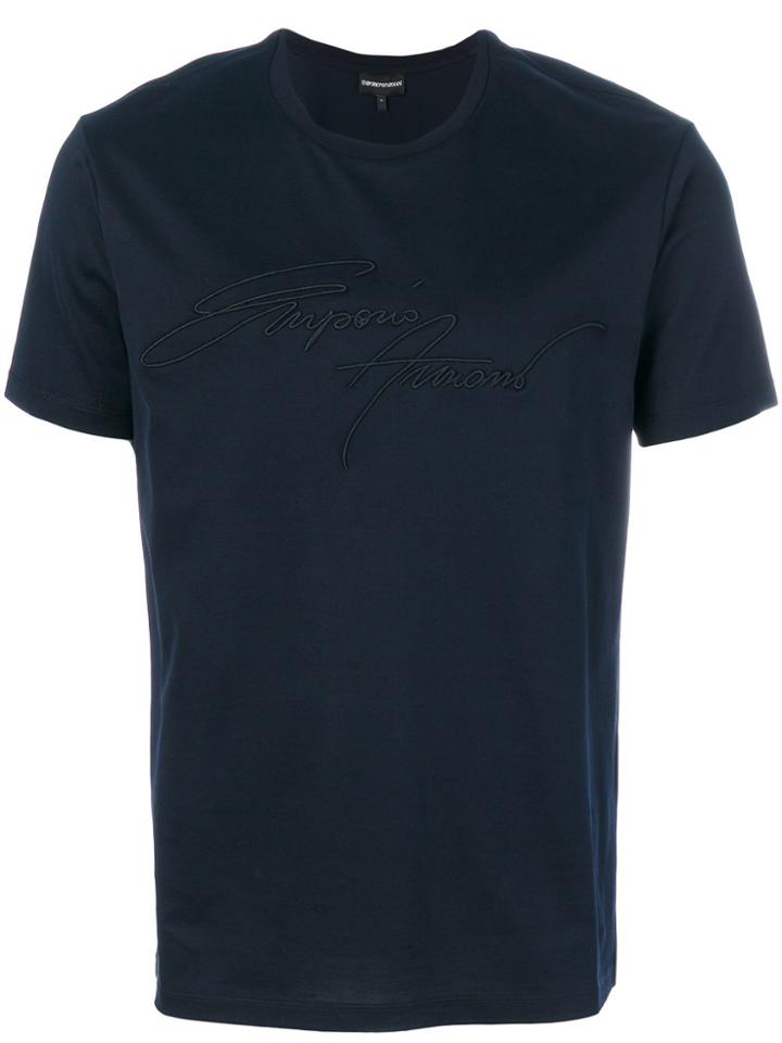 Emporio Armani Embroidered Logo T-shirt - Blue