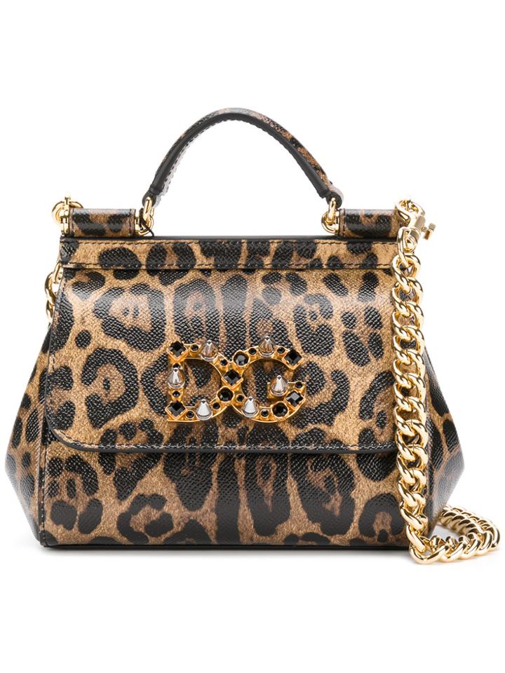 Dolce & Gabbana Mini Sicily Shoulder Bag - Brown