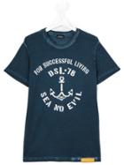 Diesel Kids Anchor Print T-shirt, Boy's, Size: 16 Yrs, Blue