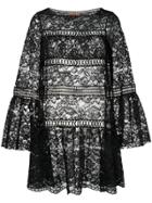 Ermanno Scervino Wide Sleeve Lace Dress - Black