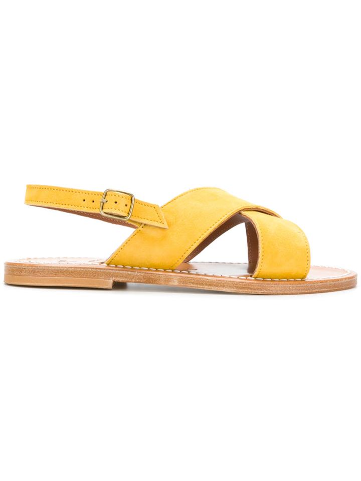 K. Jacques Chunky Cross Strap Sandals - Yellow & Orange