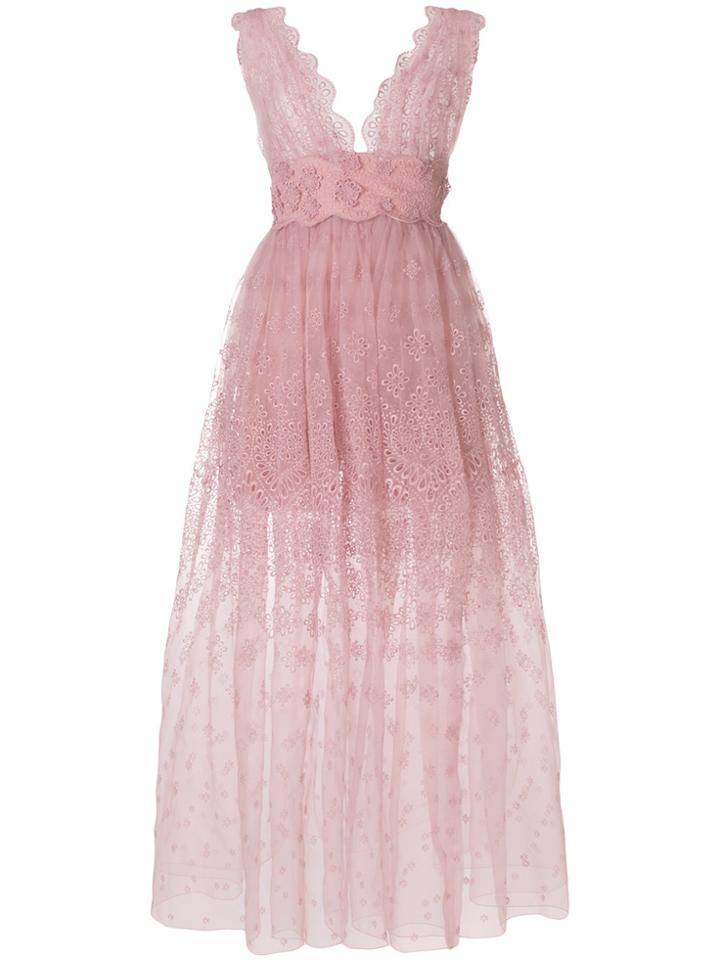 Ermanno Scervino Embroidered Gown - Pink & Purple