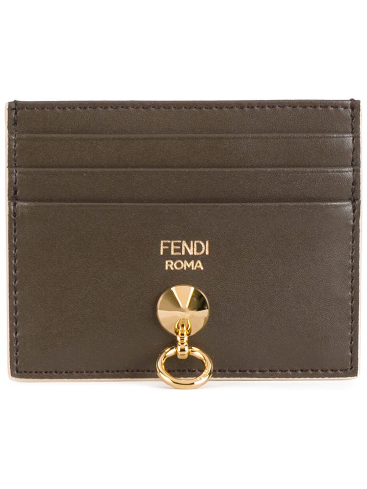 Fendi Color Block Card Holder - Brown