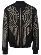 Les Hommes Studded Bomber Jacket, Men's, Size: 50, Black, Cotton/polyamide/polyester/metal