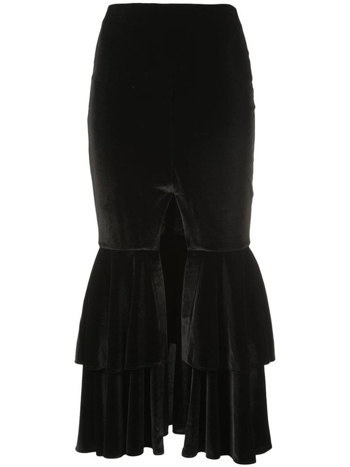 Patbo Ruffled Hem Midi Skirt - Black