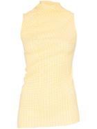 Jil Sander Seersucker Gingham Print Cotton Blend Top - Yellow