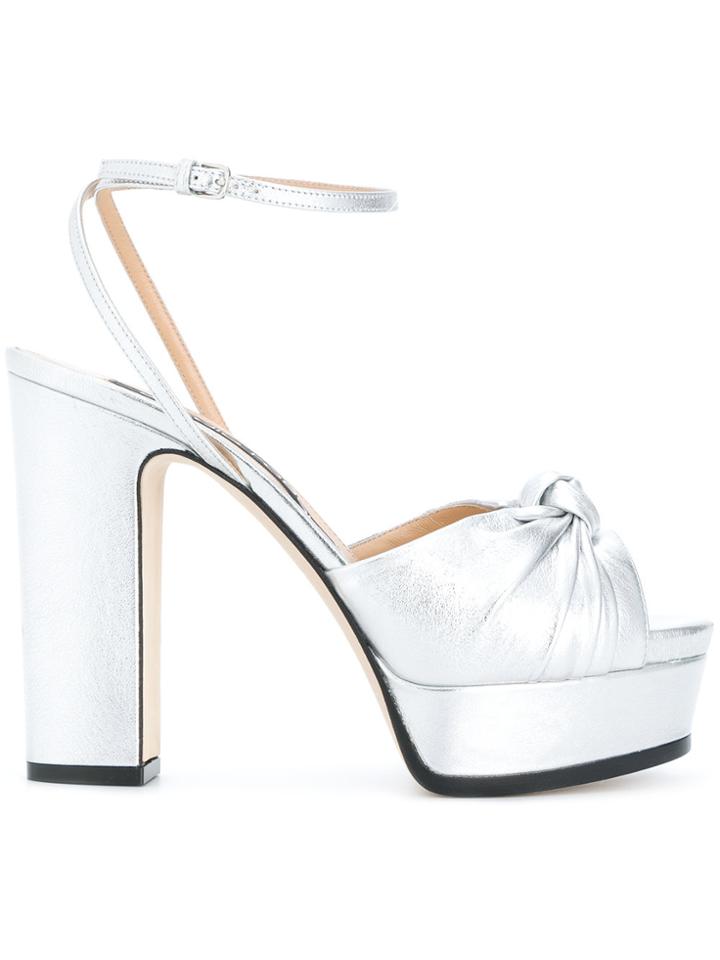 Sergio Rossi Knot Front Platform Sandals - Metallic