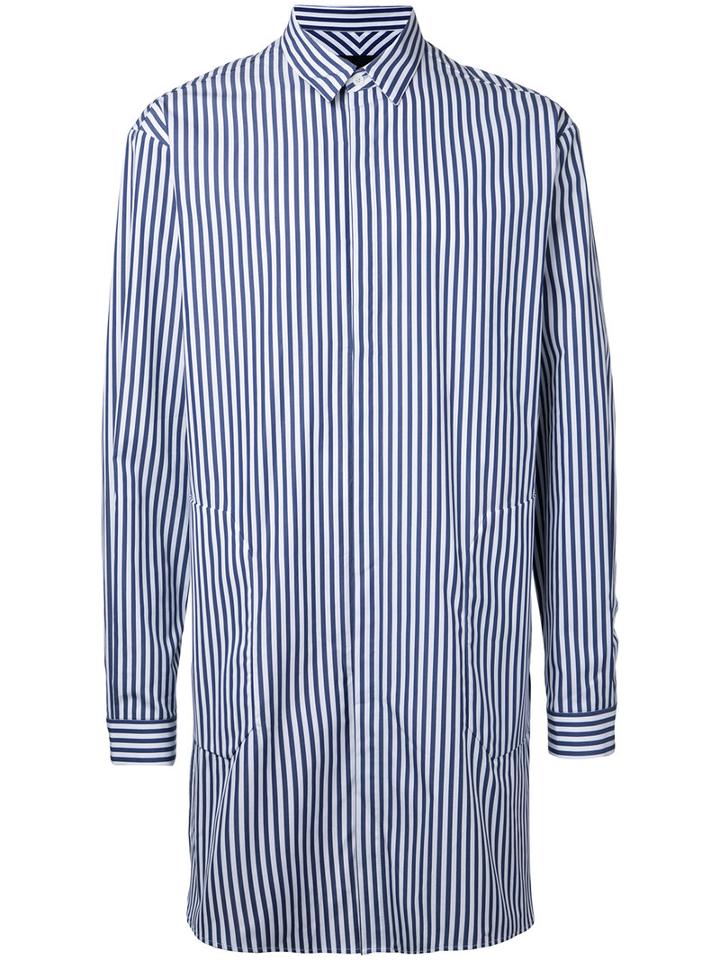 Juun.j - Longline Striped Shirt - Men - Cotton - 48, Blue, Cotton