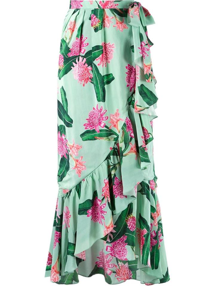 Isolda High-waisted Midi Skirt, Women's, Size: 40, Green, Cotton