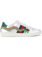 Gucci Ace Dragon Embroidered Sneakers - Metallic