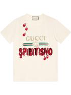 Gucci Gucci Logo T-shirt With Embroidery - Neutrals