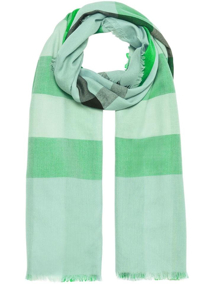 Burberry Lightweight Check Wool And Silk Scarf - Blue