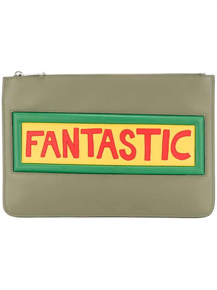 Fendi Appliqué Clutch - Grey
