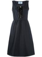 Prada Embellished Dress, Women's, Size: 40, Blue, Silk/polyamide/polyester/glass