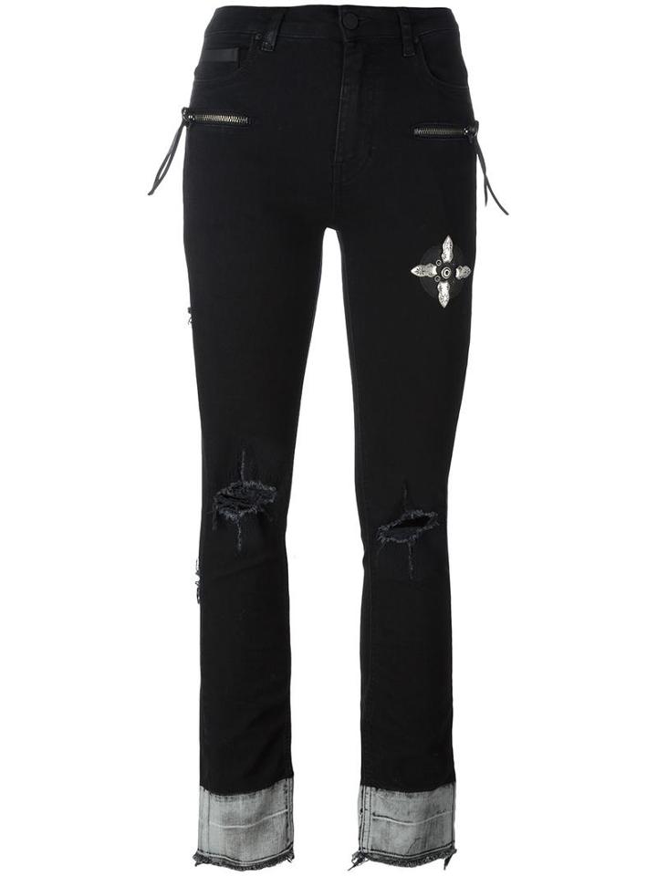 Marcelo Burlon County Of Milan 'keira' Jeans, Women's, Size: 25, Black, Cotton/polyester/spandex/elastane