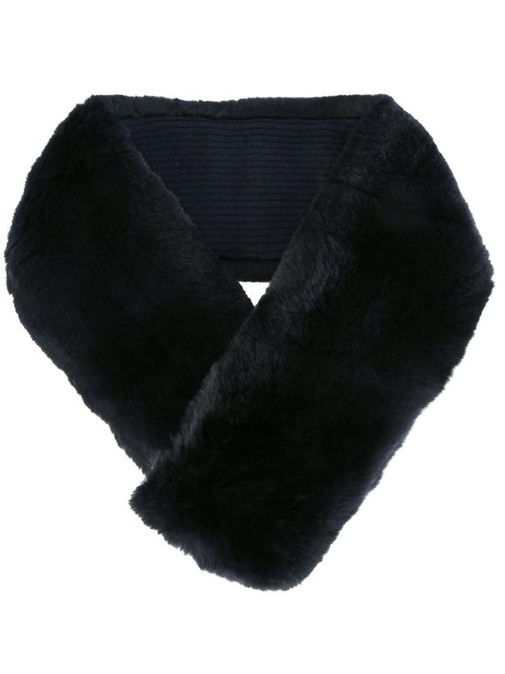 N.peal Rabbit Fur Neckwarmer, Women's, Black, Rabbit Fur/cashmere