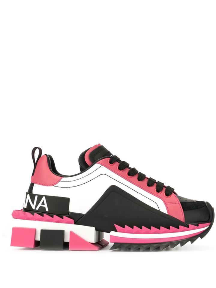 Dolce & Gabbana Colour Block Ridged Sneakers - Pink