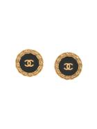 Chanel Vintage Edge Chain Round Cc Earrings - Gold