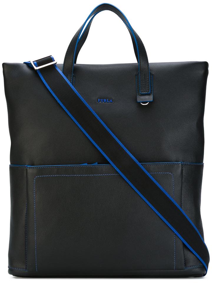 Furla - Contrast Detail Shopping Bag - Men - Leather - One Size, Black, Leather