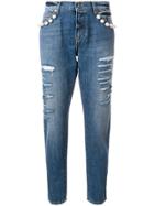 Gaelle Bonheur Pearl Embellished Jeans - Blue