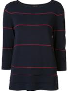 Lafayette 148 Striped Jumper, Women's, Size: Large, Blue, Viscose/polyamide/cotton