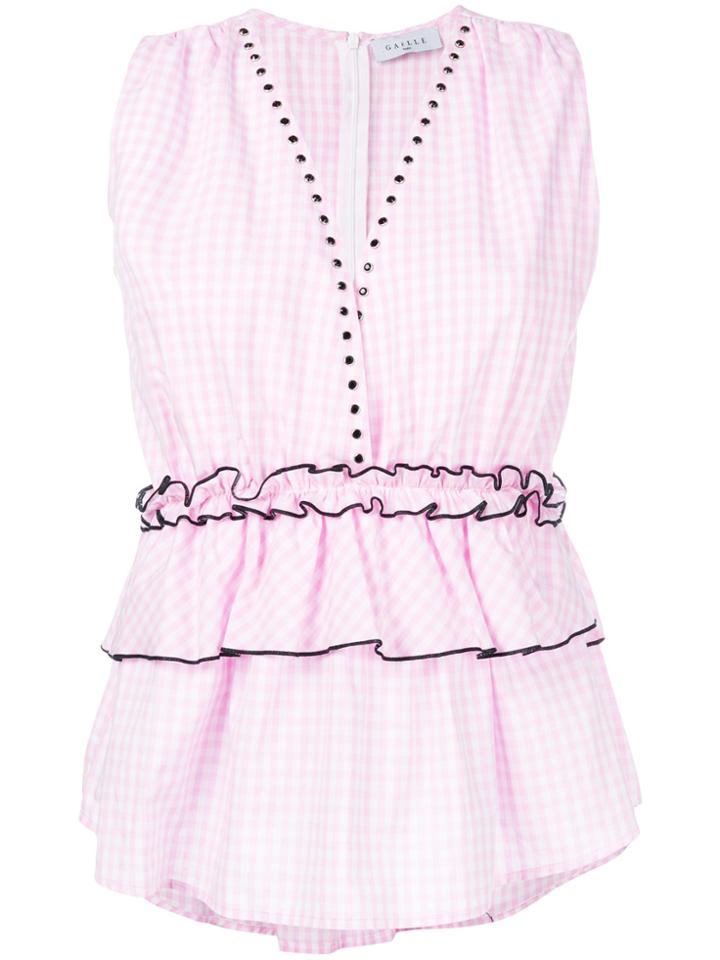 Gaelle Bonheur Striped V-neck Top - Pink & Purple