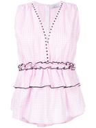 Gaelle Bonheur Striped V-neck Top - Pink & Purple