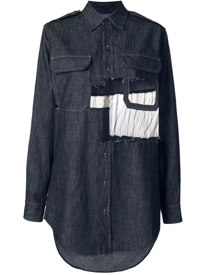 Maison Margiela Cut Out Detail Shirt Dress - Blue