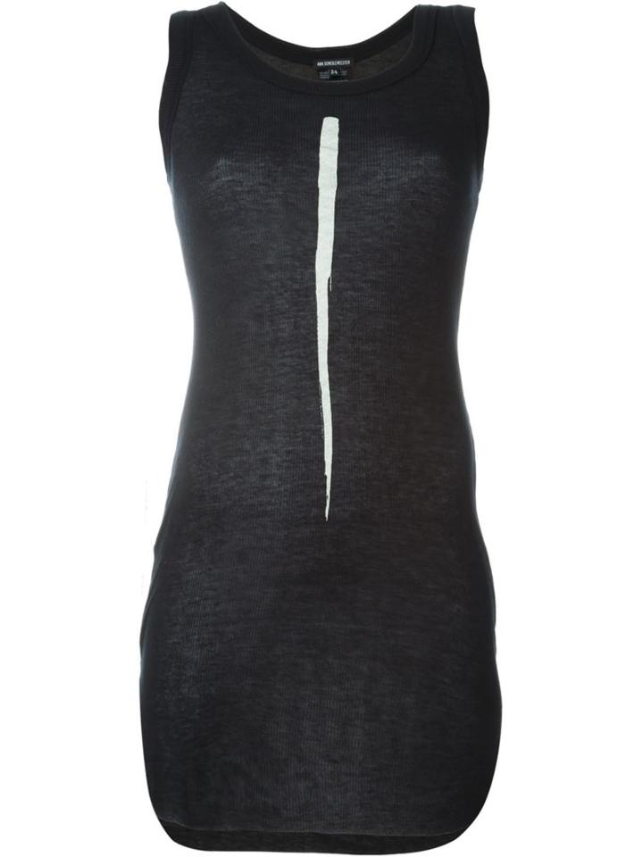 Ann Demeulemeester Stripe Print Tank Top, Women's, Size: 36, Black, Modal/cashmere