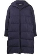 Balenciaga Logo Patch Quilted Puffer Coat - Blue