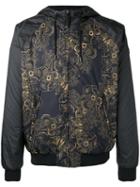 Versace Jeans Print Hooded Jacket, Men's, Size: 52, Black, Polyester/cotton