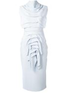 Maticevski Draped Front Fitted Dress, Women's, Size: 8, Blue, Rayon/nylon/silk/spandex/elastane