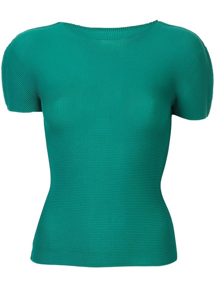 Issey Miyake Cauliflower Micropleated Structured Shoulder Top - Green
