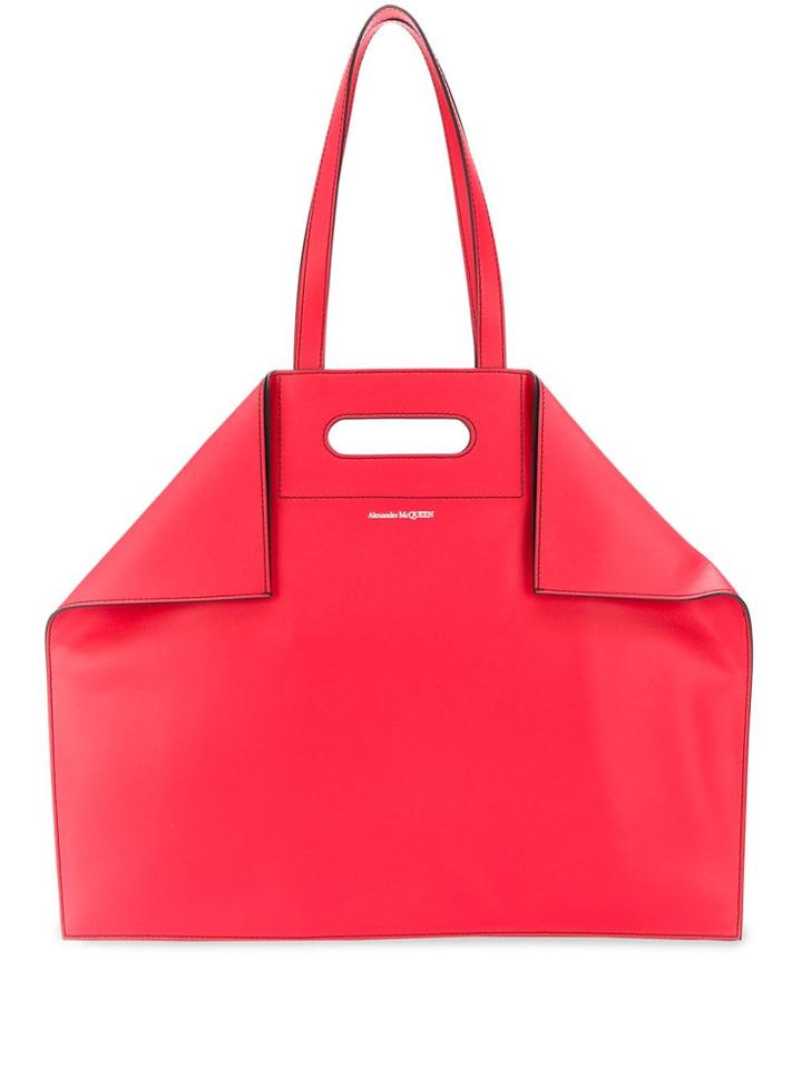 Alexander Mcqueen Calf Leather Shopper Bag - Red