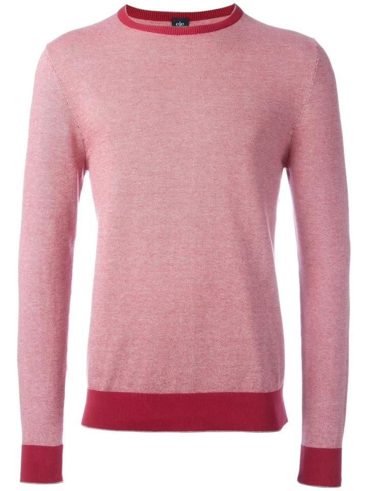 Eleventy Contrasting Detailing Jumper, Men's, Size: Large, Red, Cotton