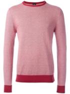 Eleventy Contrasting Detailing Jumper, Men's, Size: Large, Red, Cotton