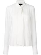 Barbara Bui Pleated Tie Neckline Shirt, Women's, Size: 40, White, Silk