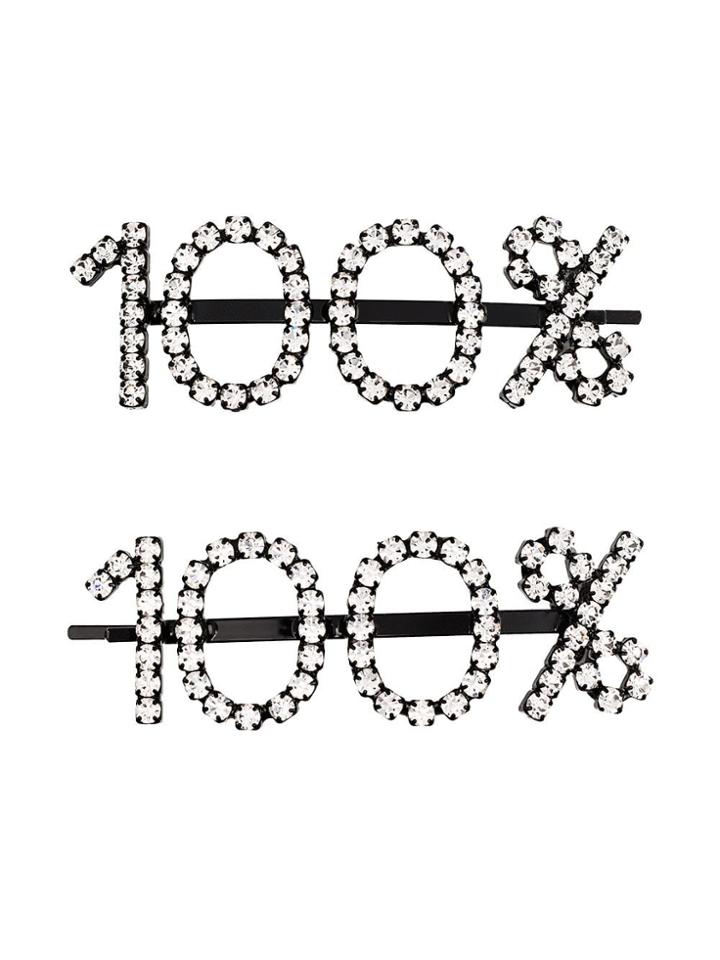 Ashley Williams 100% Crystal-embellished Hair Pins - Black