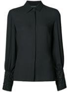 Josie Natori Embellished Sleeve Shirt - Black