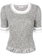 Sonia Rykiel Fringed Tweed Sweater - Grey