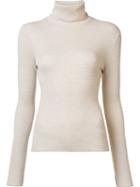 Alice+olivia Ribbed High Neck Pullover, Women's, Size: Medium, Nude/neutrals, Wool