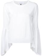 Le Ciel Bleu - Flare Sleeve Knit Top - Women - Nylon/rayon - 36, White, Nylon/rayon