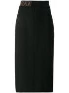Fendi Pencil Skirt With Ff Logo Panel - Black