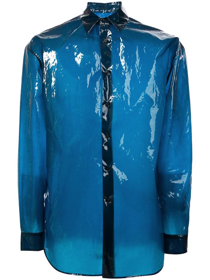 Jil Sander Shine-effect Fitted Shirt - Blue