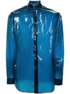 Jil Sander Shine-effect Fitted Shirt - Blue