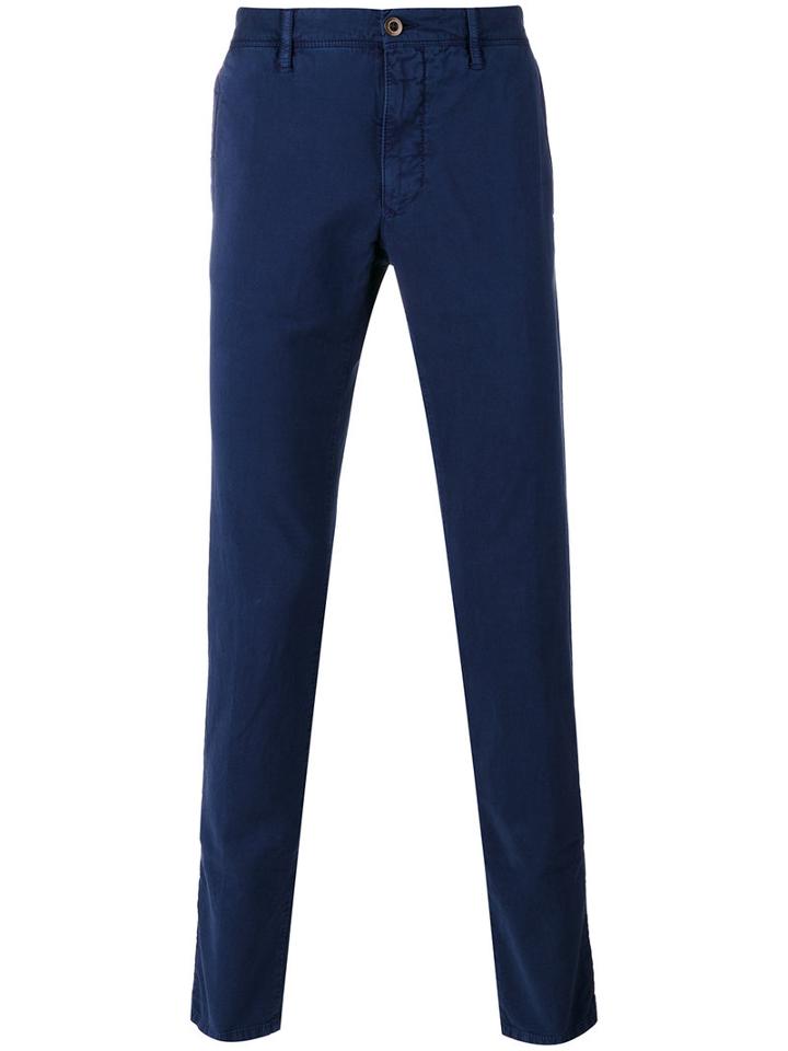 Incotex Classic Chinos, Men's, Size: 38, Blue, Cotton/spandex/elastane