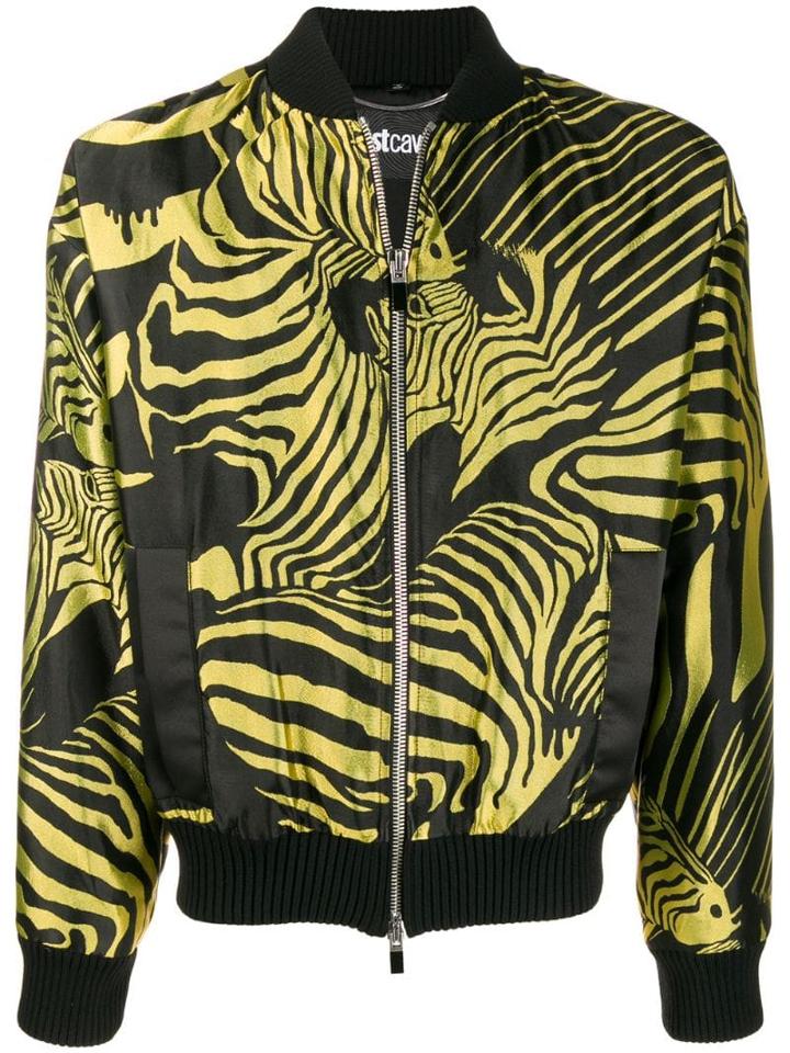 Just Cavalli Zebra Pattern Bomber Jacket - Black