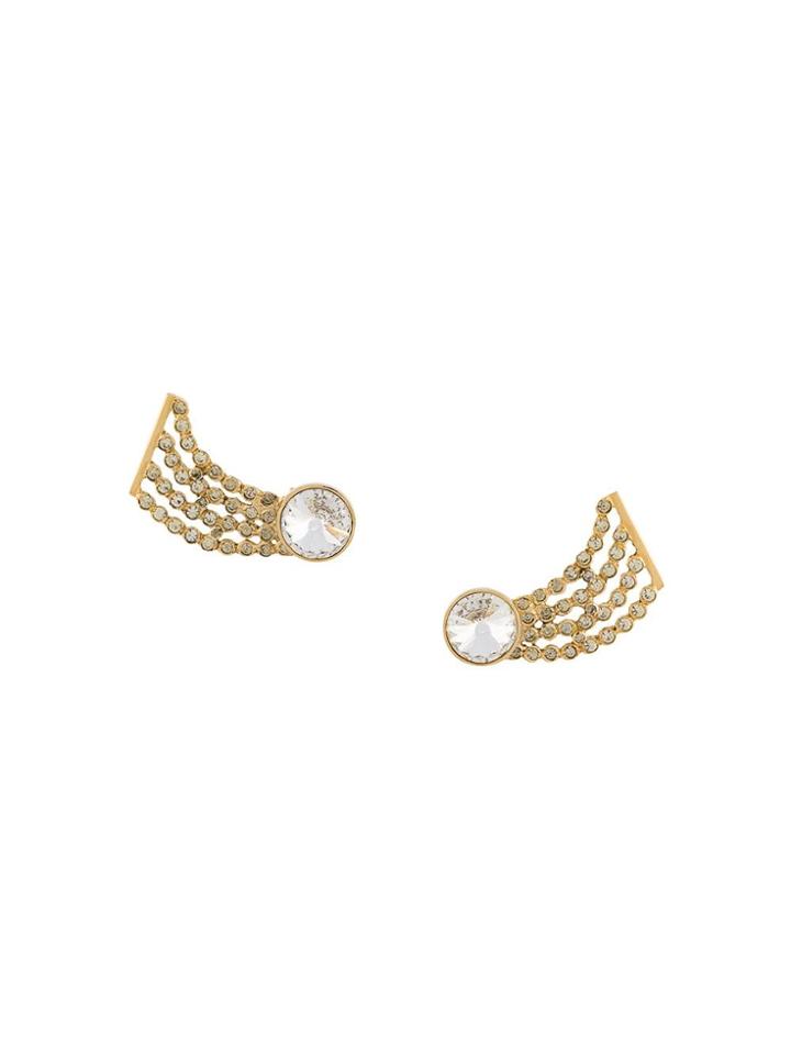 Valentino Pre-owned 80's Crystal Embellished Earrings - Gold
